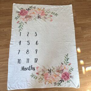 Floral Baby Milestone Blanket - Track Your Baby's Growth With Style - 38"x52" -